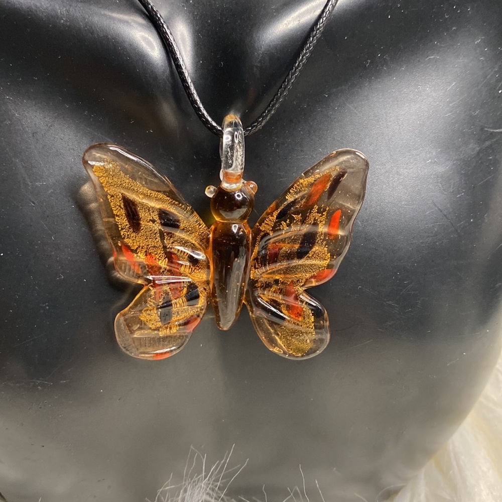Butterfly Glass Pendant with Necklace - Picture 3 of 3